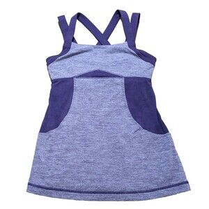 Lululemon Womens Chaturanga Tank Top Heathered Concord Grape Size 6 Double Strap
